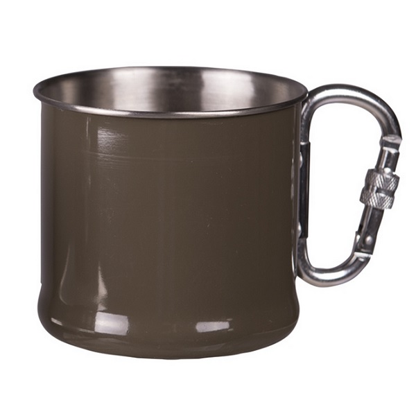 Levně MIL-TEC hrnek nerezový 500ml s karabinou ZELENÝ