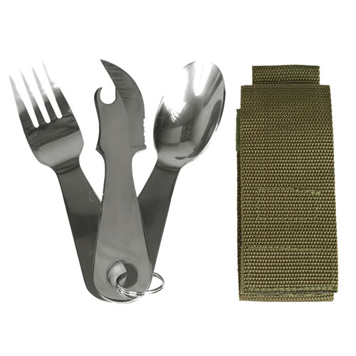 Levně MIL-TEC příbor STEEL s kroužkem a obalem ZELENÝ