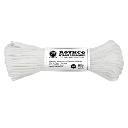 Levně ROTHCO šňůra PARACORD nylon 550LB ø 4 mm / 30 m BÍLÁ