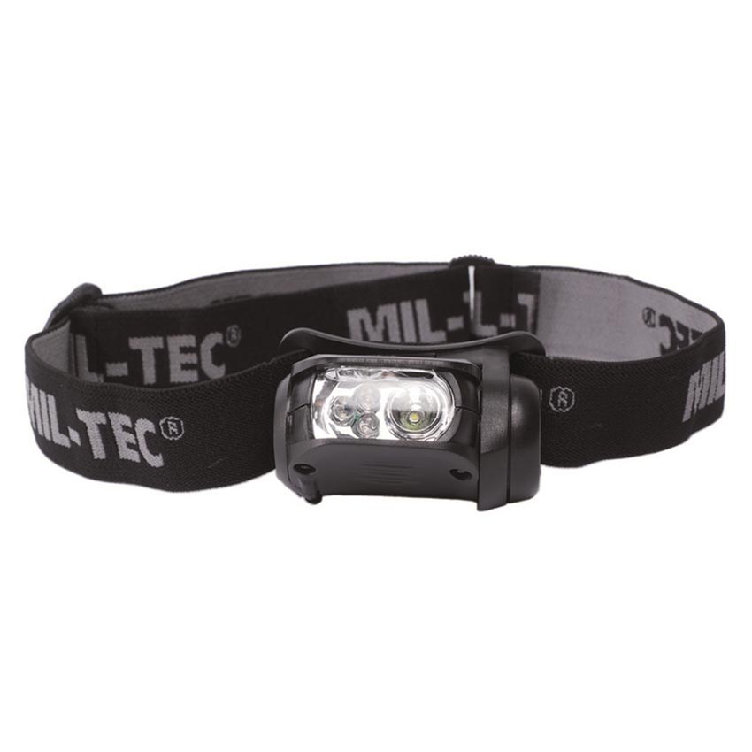 Levně MIL-TEC svítilna čelová LED 4 barvy BÍLÁ / ZELENÁ / ČERVENÁ / MODRÁ - ČERNÁ