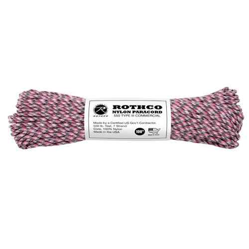 Levně ROTHCO šňůra PARACORD nylon 550LB ø 4 mm / 30 m RŮŽOVÁ CAMO