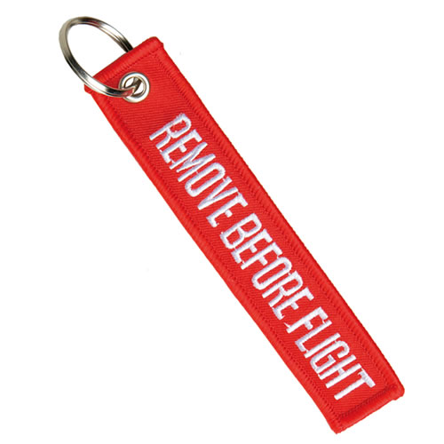 Levně MIL-TEC klíčenka "REMOVE BEFORE FLIGHT" ČERVENÁ