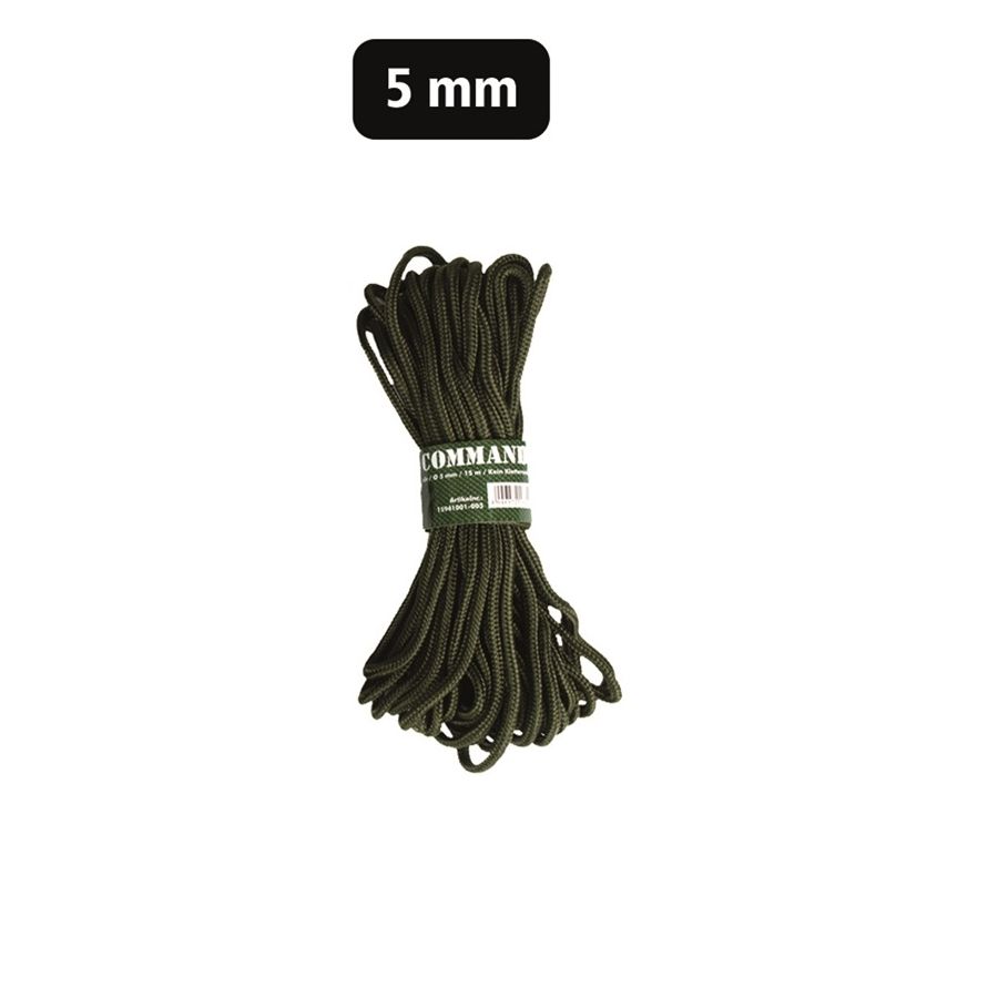 Levně MIL-TEC šňůra COMMANDO pomocná 5 mm / 15 m ZELENÁ