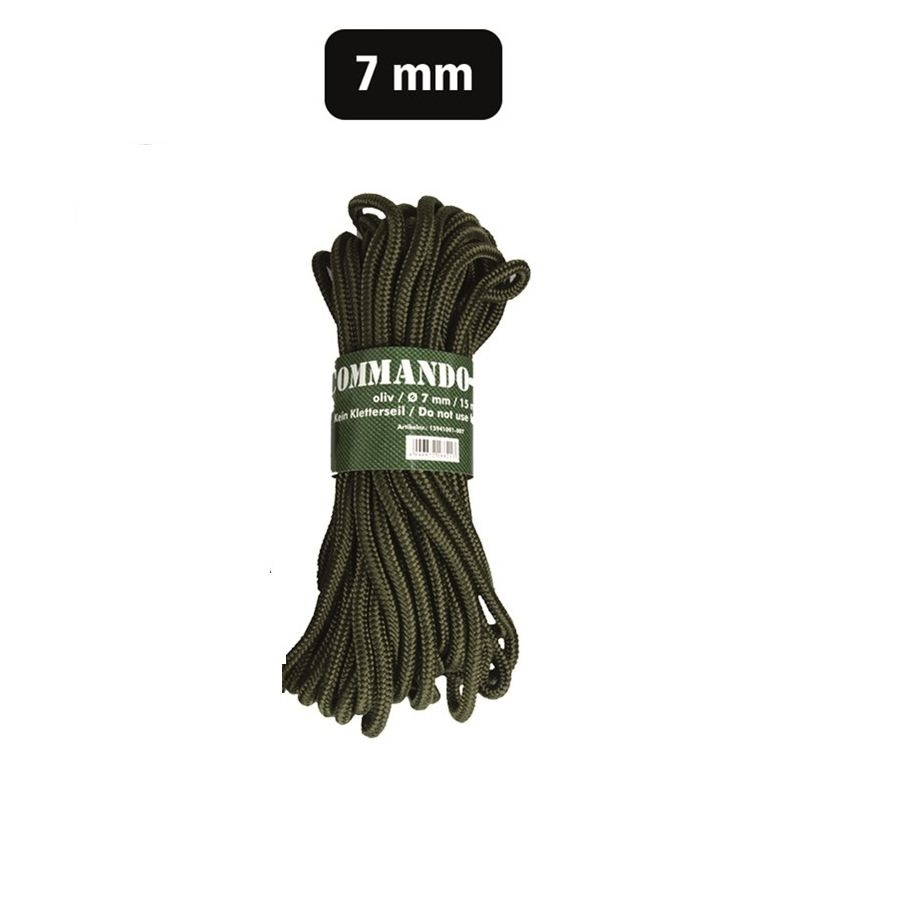 Mil-tec Commando Rope 7mm (15m) Olive