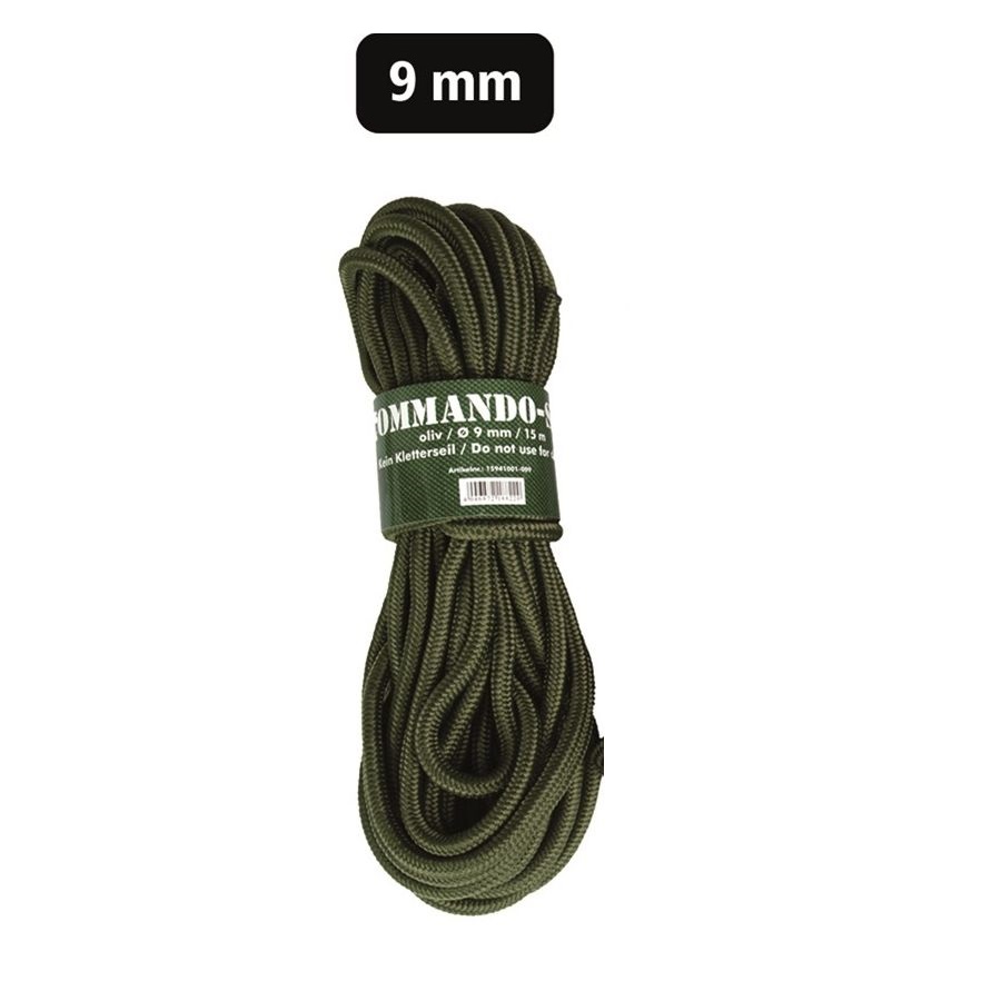 Mil-tec Commando Rope 9mm (15m) Olive