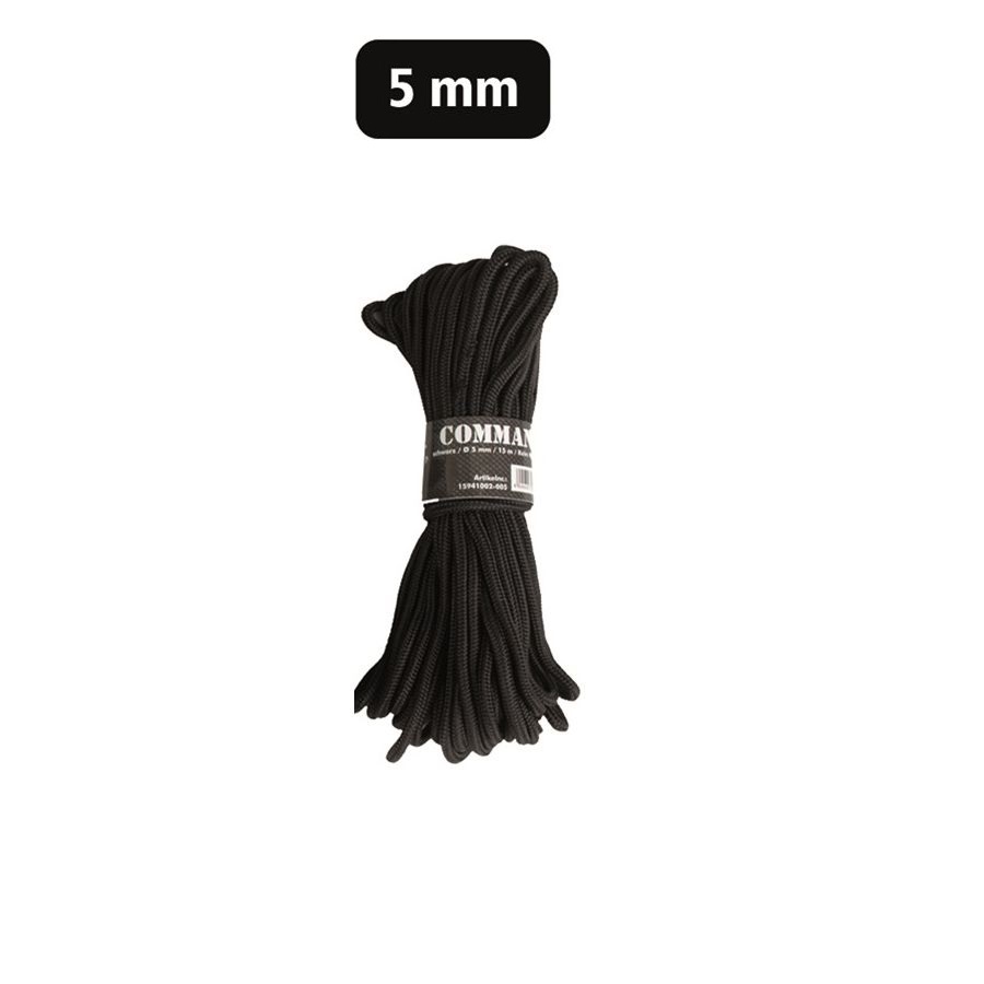 Levně MIL-TEC šňůra COMMANDO pomocná 5 mm / 15 m ČERNÁ