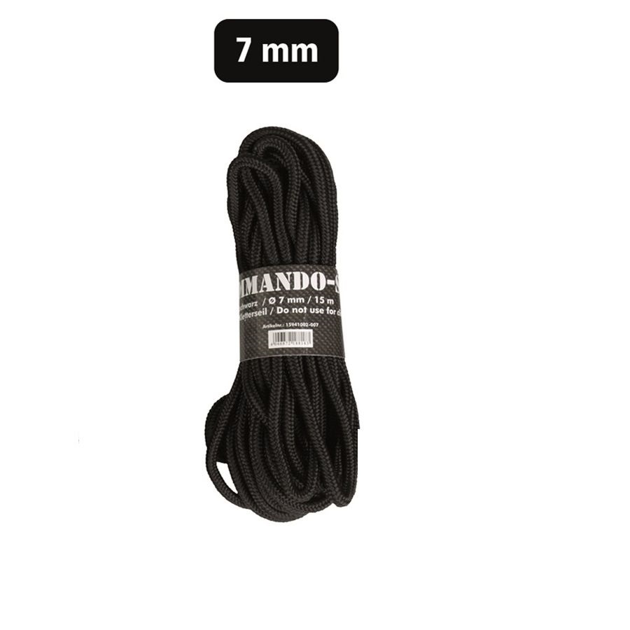 Levně MIL-TEC šňůra COMMANDO pomocná ø 7 mm / 15 m ČERNÁ