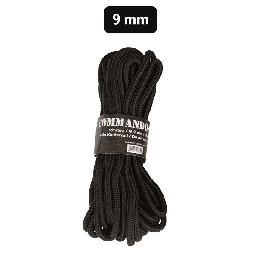Levně MIL-TEC šňůra COMMANDO pomocná ø 9 mm / 15 m ČERNÁ