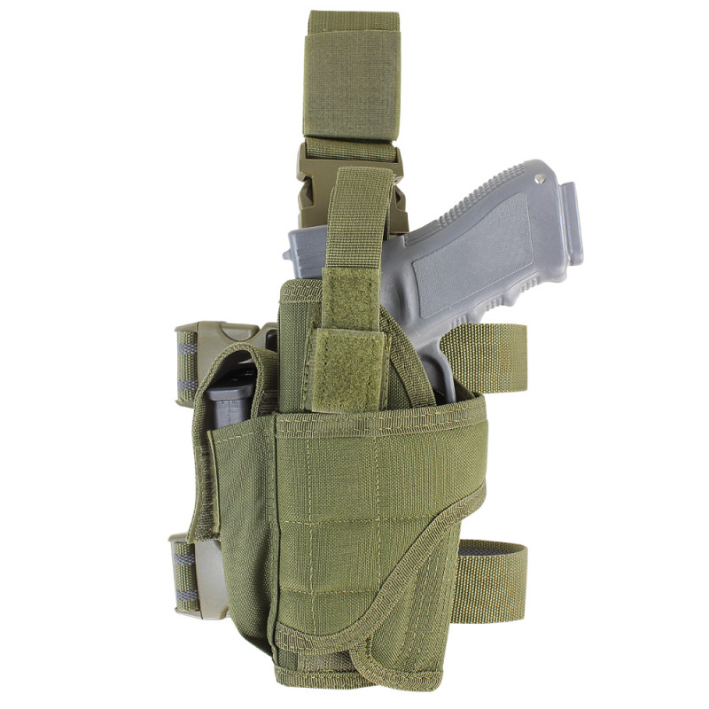Levně CONDOR OUTDOOR pouzdro pistolové LEVÉ stehenní TORNADO ZELENÉ