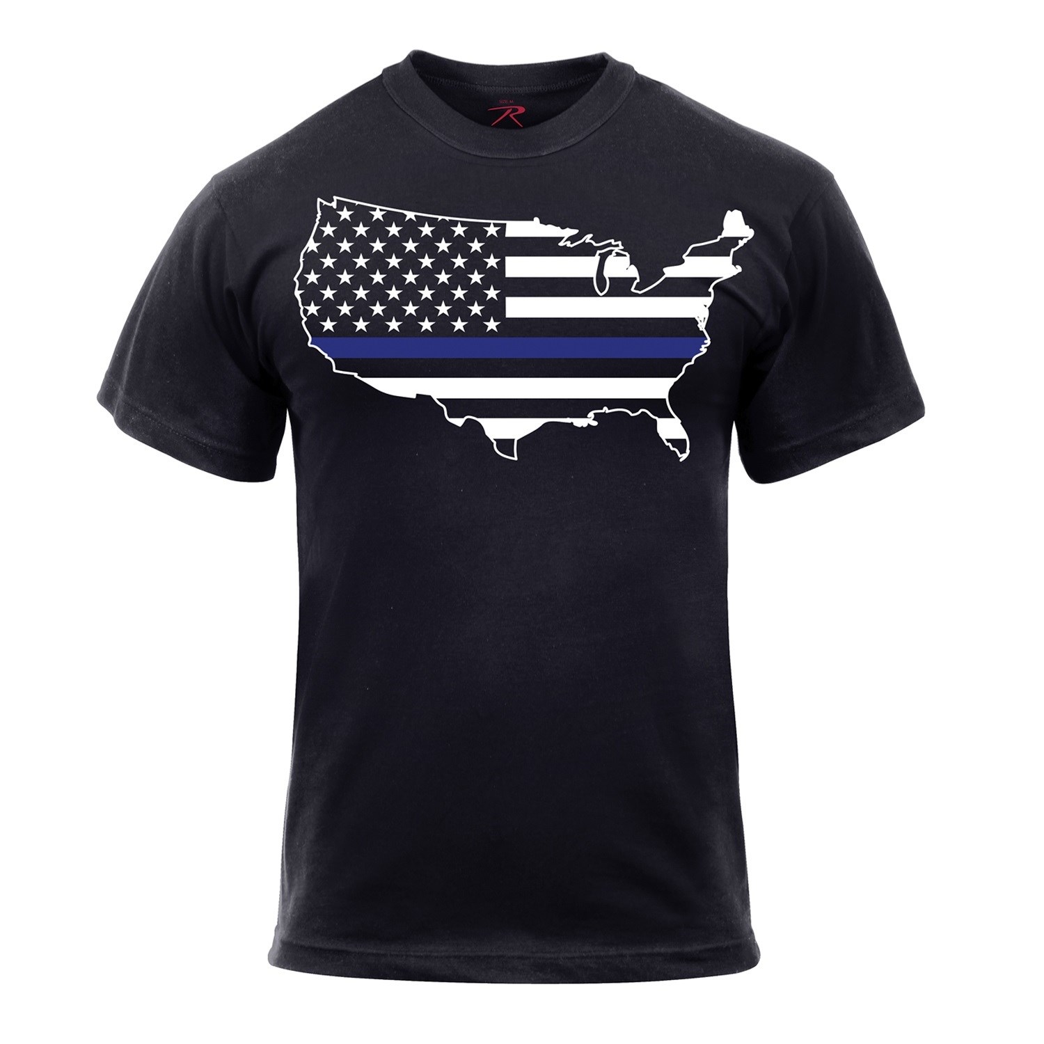 Levně Triko THIN BLUE LINE USA mapa ČERNÉ