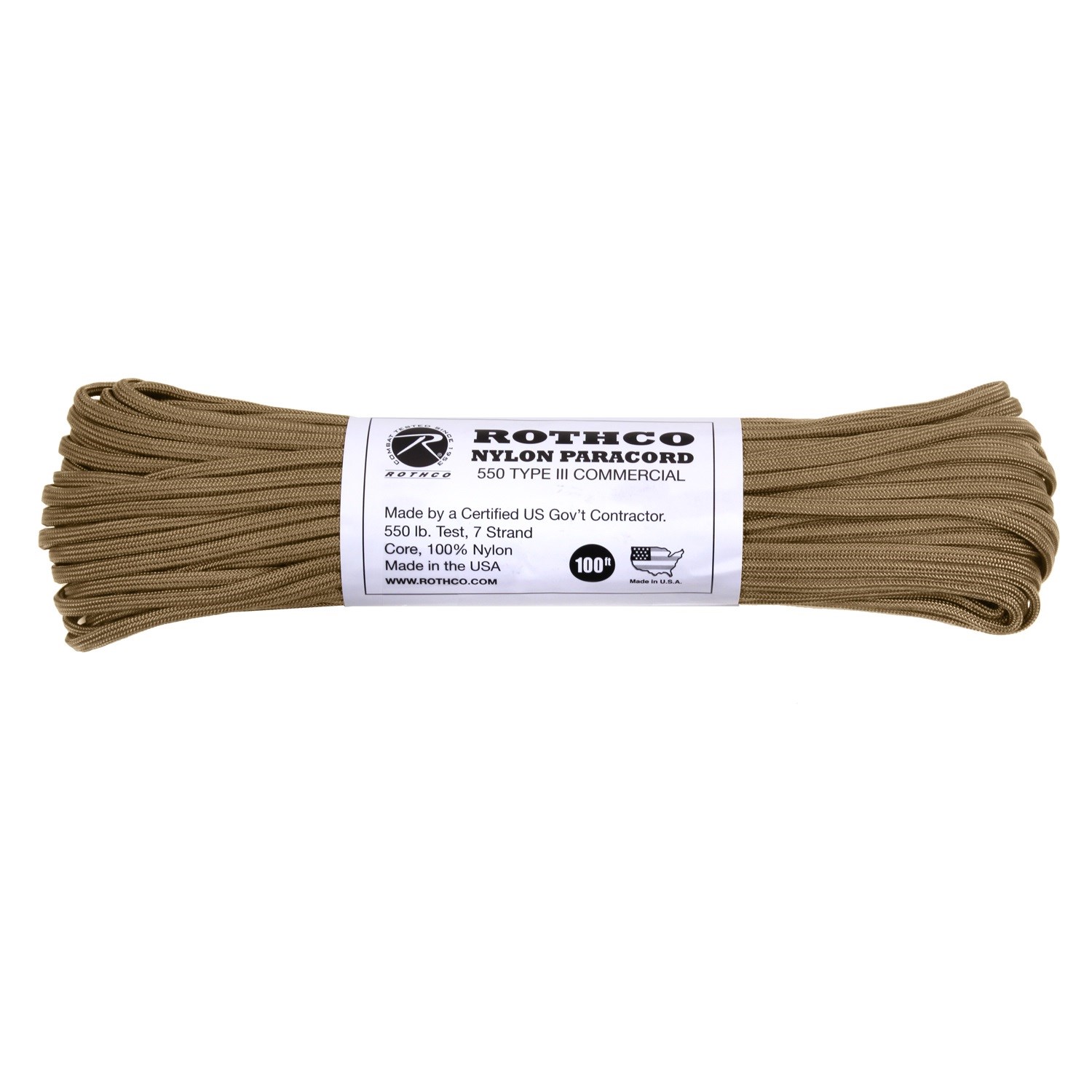 Levně ROTHCO šňůra PARACORD nylon 550LB ø 4 mm / 30 m COYOTE BROWN