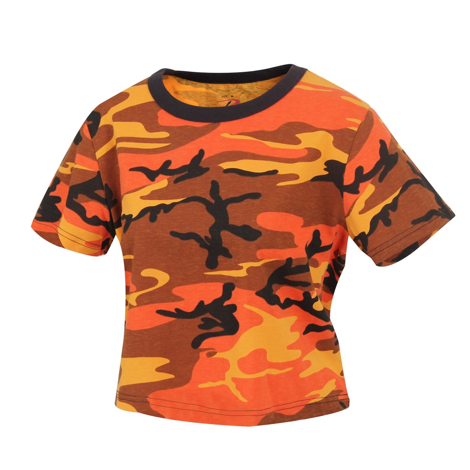 Levně Triko dámské krátké CROP URBAN CAMO ORANGE