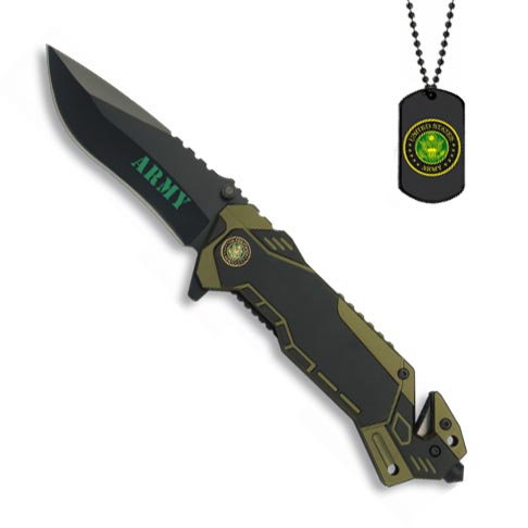 Levně Albainox nůž zavírací ARMY + pouzdro + DOG TAG