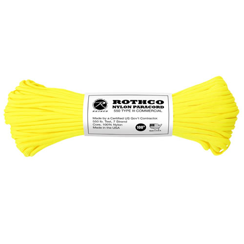 Levně ROTHCO šňůra PARACORD nylon 550LB ø 4 mm / 30 m REFLEXNÍ ŽLUTÁ