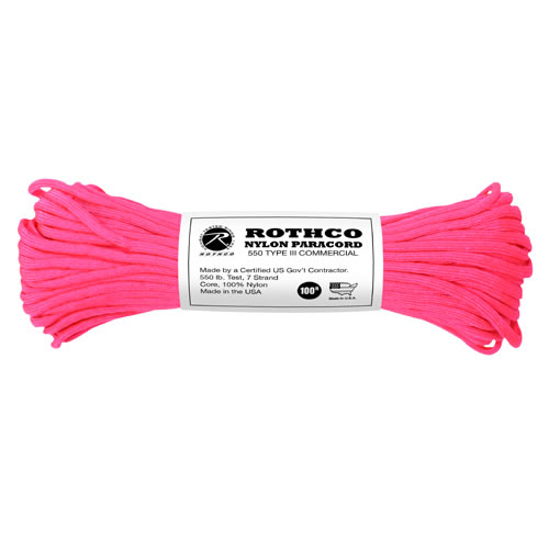 Levně ROTHCO šňůra PARACORD nylon 550LB ø 4 mm / 30 m REFLEXNÍ RŮŽOVÁ
