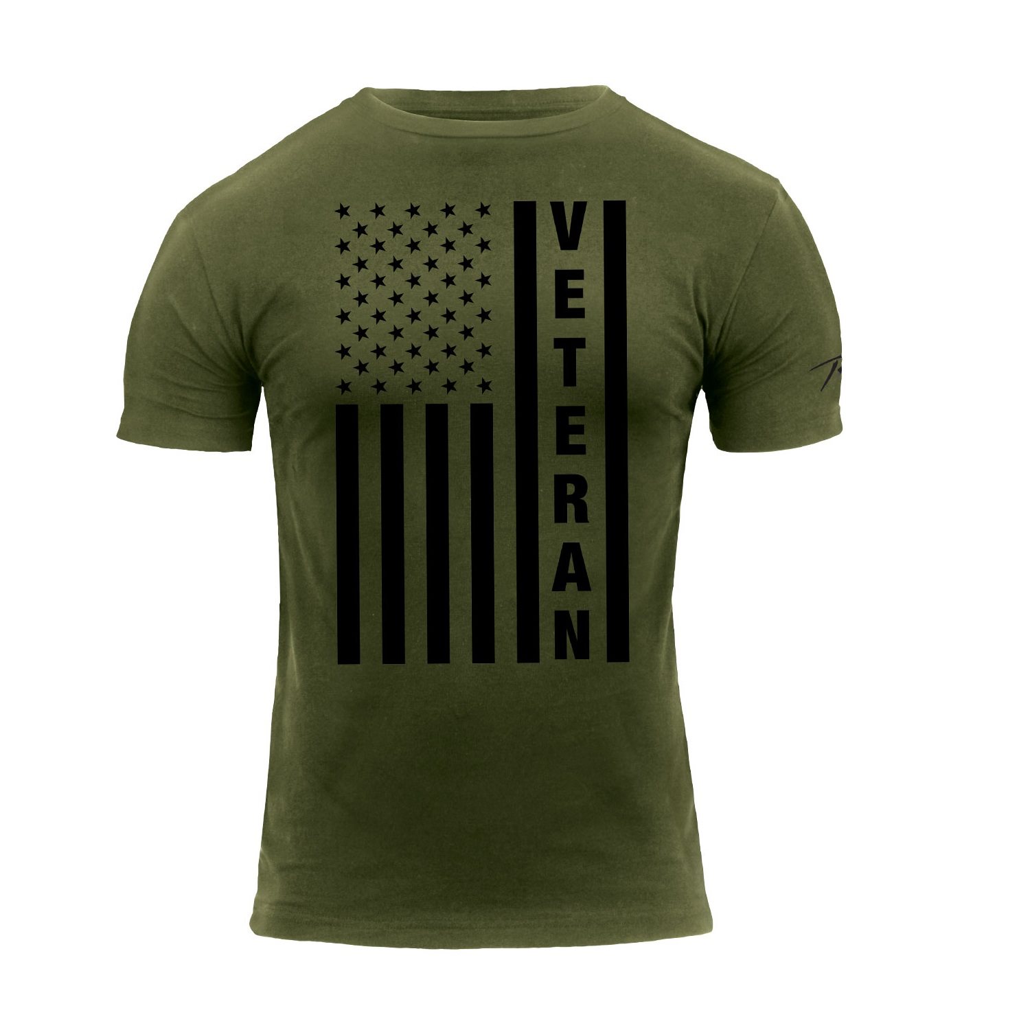Levně Triko VETERAN s US vlajkou ZELENÉ