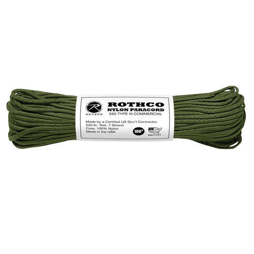 Levně ROTHCO šňůra PARACORD nylon 550LB ø 4 mm / 30 m OLIV