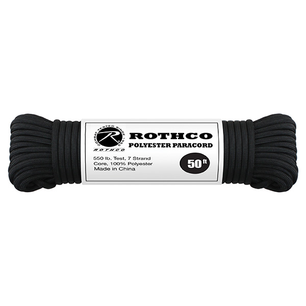 Levně ROTHCO šňůra PARACORD polyester 550LB ø 4 mm / 15 m ČERNÁ