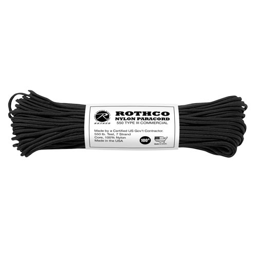 Levně ROTHCO šňůra PARACORD nylon 550LB ø 4 mm / 30 m ČERNÁ