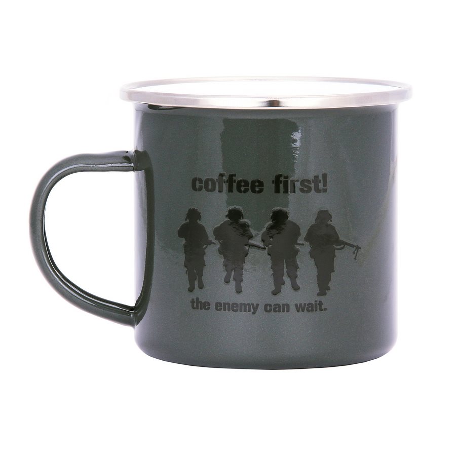 Levně FOSCO hrnek COFFEE FIRST! smaltovaný 300 ml ZELENÝ