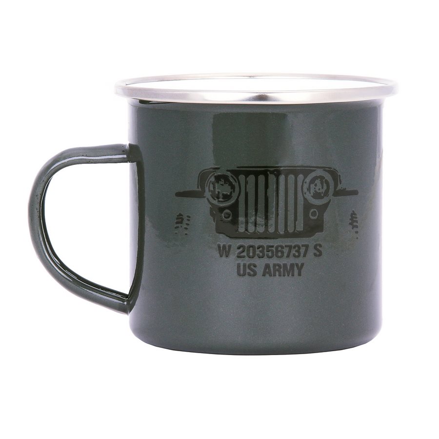 Levně FOSCO hrnek US ARMY JEEP smaltovaný 300 ml ZELENÝ