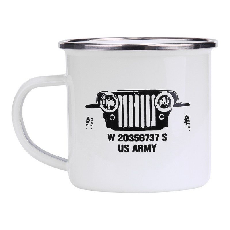 Levně FOSCO hrnek US ARMY JEEP smaltovaný 300 ml BÍLÝ