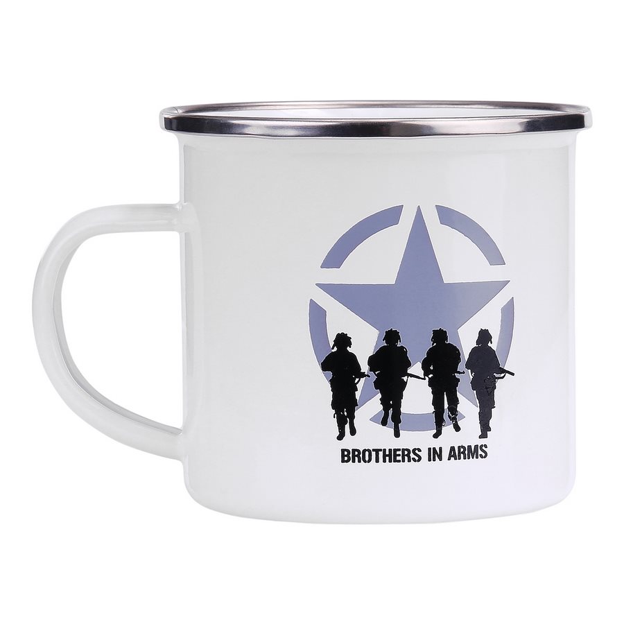 Levně FOSCO hrnek BROTHERS IN ARMS smaltovaný 300 ml BÍLÝ