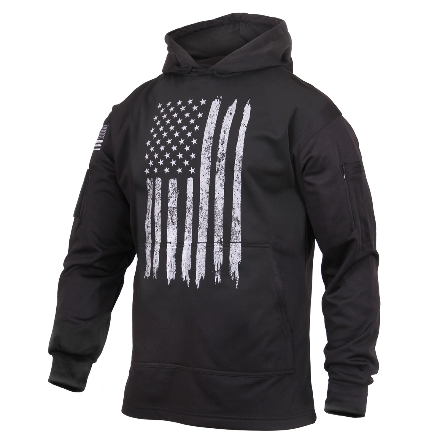 Levně Mikina CONCEALED CARRY s kapucí US vlajka ČERNÁ