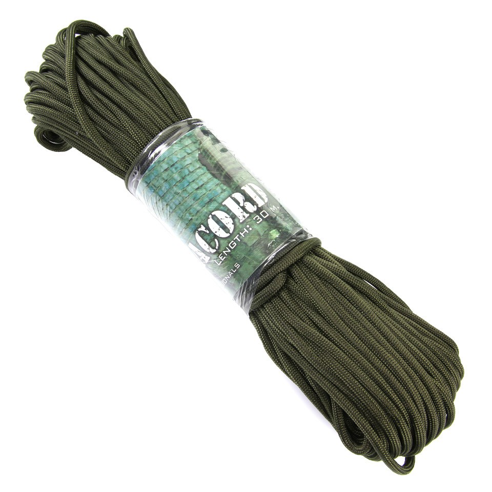 Levně FOSCO šňůra PARACORD 7 vláken NYLON ø 3 mm / 30 m ZELENÁ