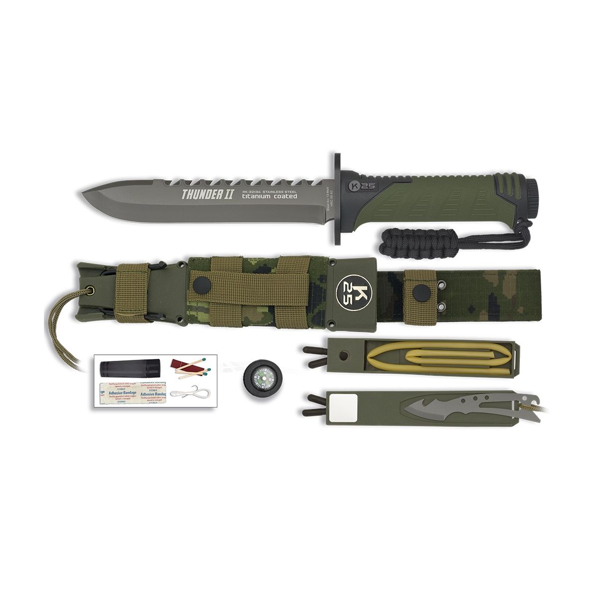 Nůž K25 nůž na přežití THUNDER II CAMO/OLIV