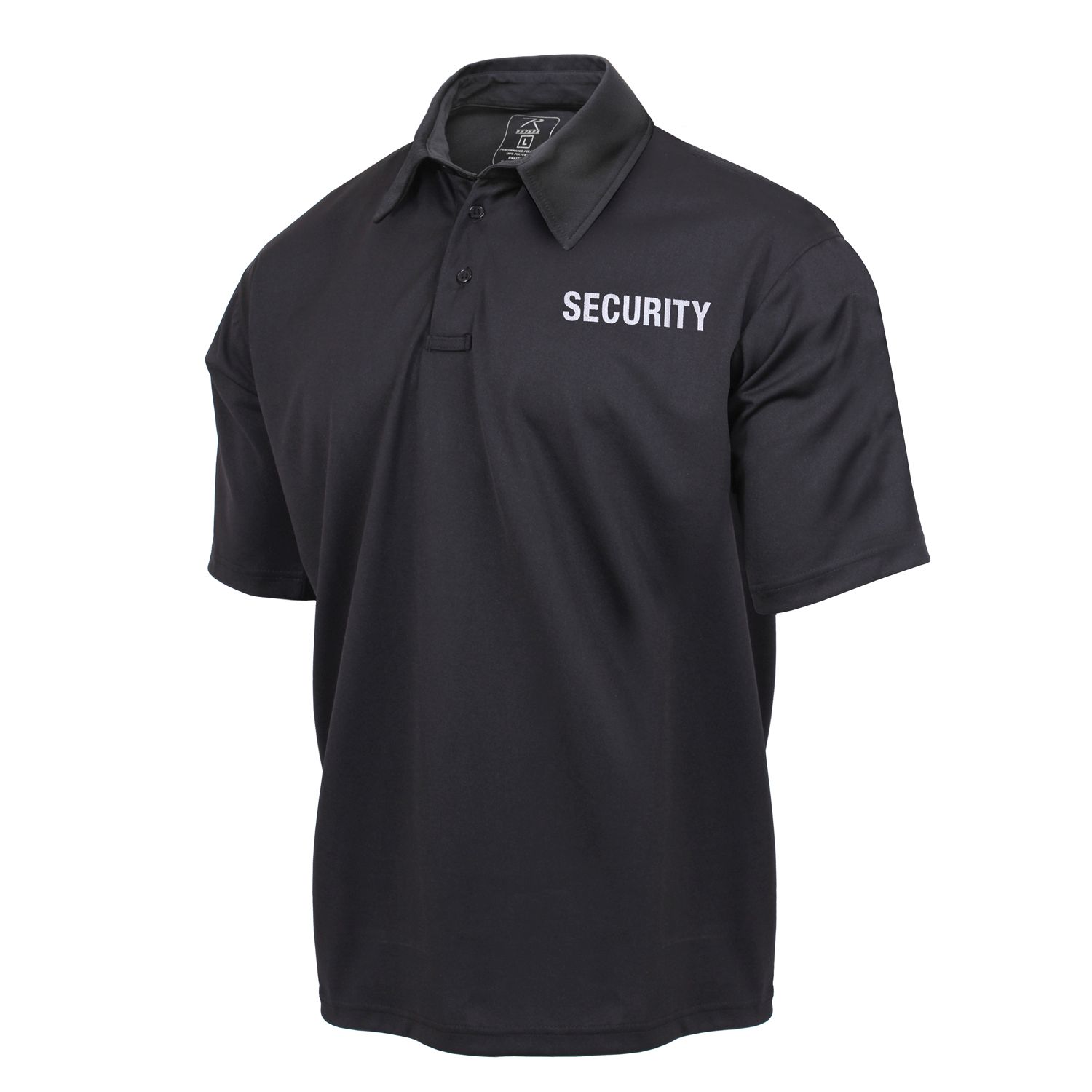 Levně Polokošile s límečkem SECURITY krátký rukáv rychleschnoucí ČERNÉ