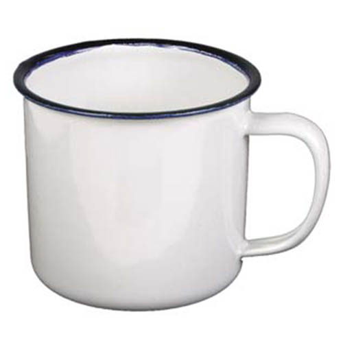 Levně Hrnek 0,3 l průměr 8 cm smalt BÍLÝ černý lem