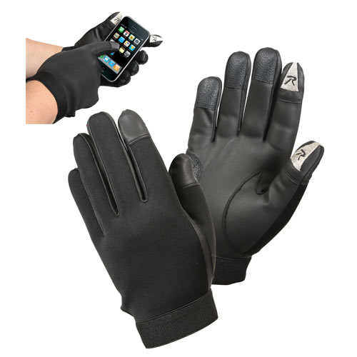 Levně Rukavice taktické TOUCH SCREEN neoprenové ČERNÉ