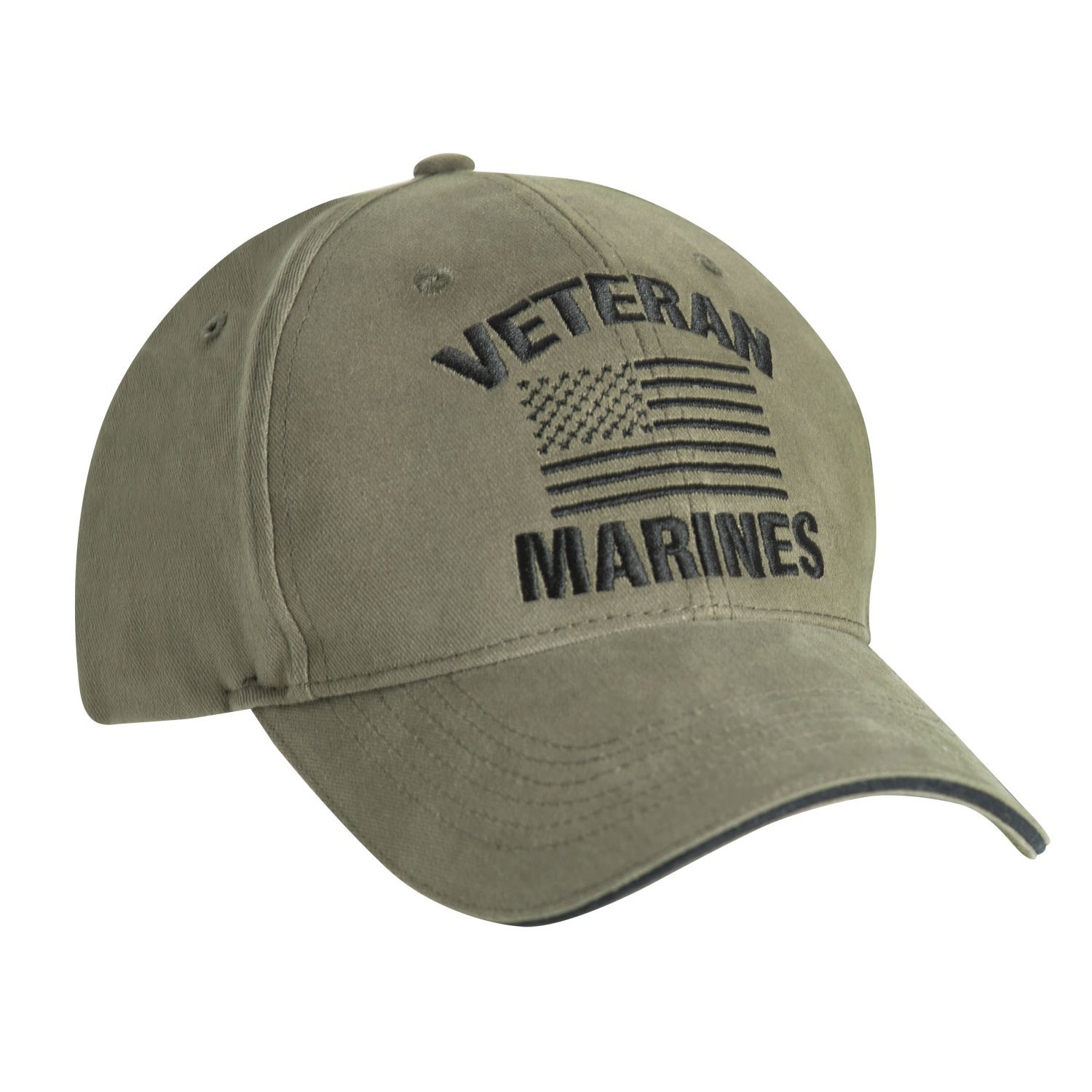 Levně ROTHCO čepice VINTAGE VETERAN MARINES s US vlajkou ZELENÁ