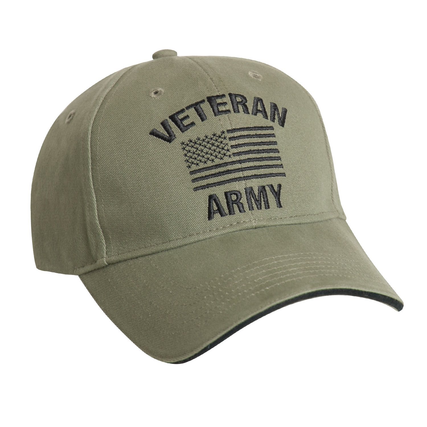 Levně ROTHCO čepice VINTAGE VETERAN ARMY s US vlajkou ZELENÁ