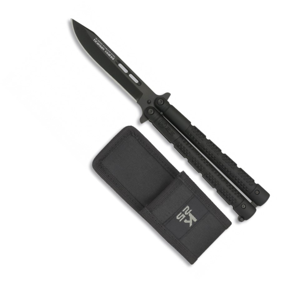 Levně Nůž motýlek K25 36250 s pouzdrem ČERNÝ
