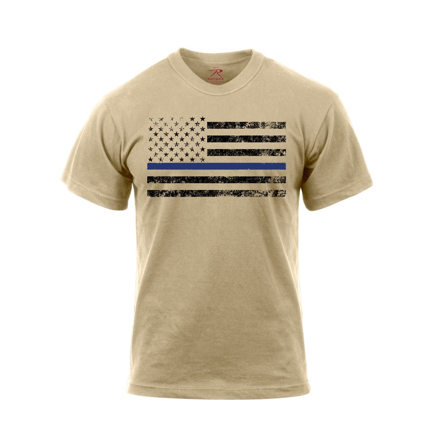 Levně Triko THIN BLUE LINE US vlajka PÍSKOVÉ