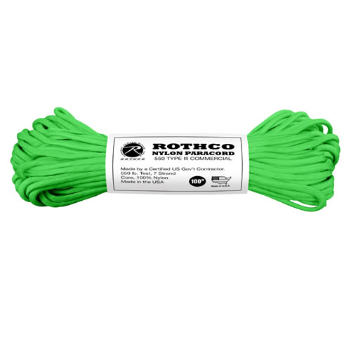 Levně ROTHCO šňůra PARACORD nylon 550LB ø 4 mm / 30 m REFLEXNÍ ZELENÁ