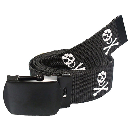 Levně ROTHCO opasek JOLLY ROGER lebky ČERNÝ