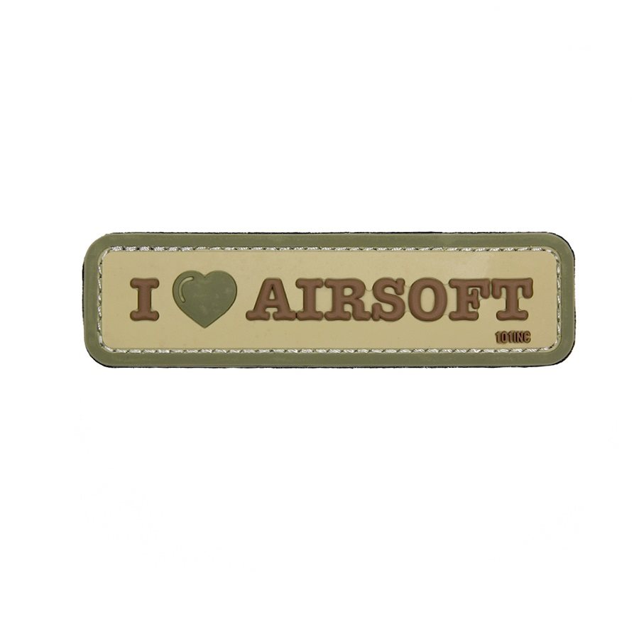 Levně 101INC nášivka 3D plastová I LOVE AIRSOFT velcro COYOTE