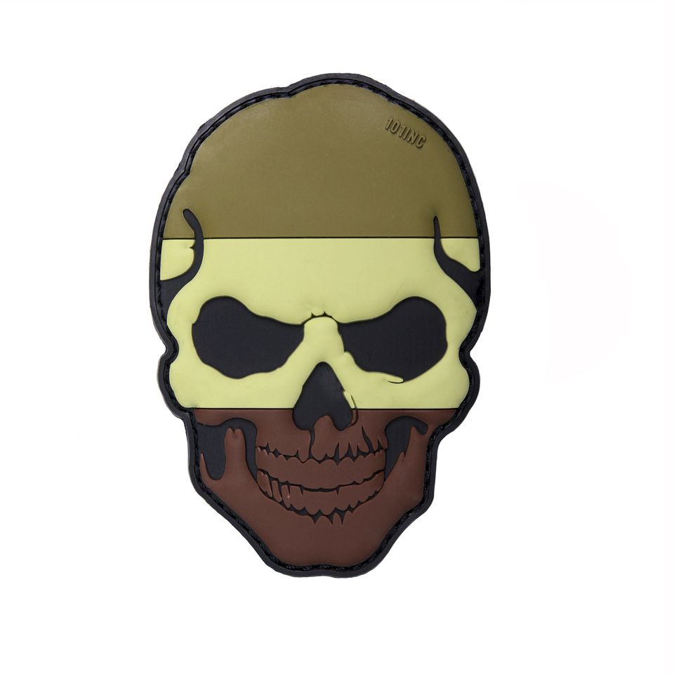 Levně 101INC nášivka 3D plastová LEBKA s pruhy velcro DESERT