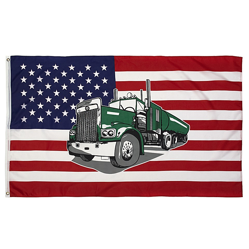 Levně Vlajka USA s kamioném TRUCK