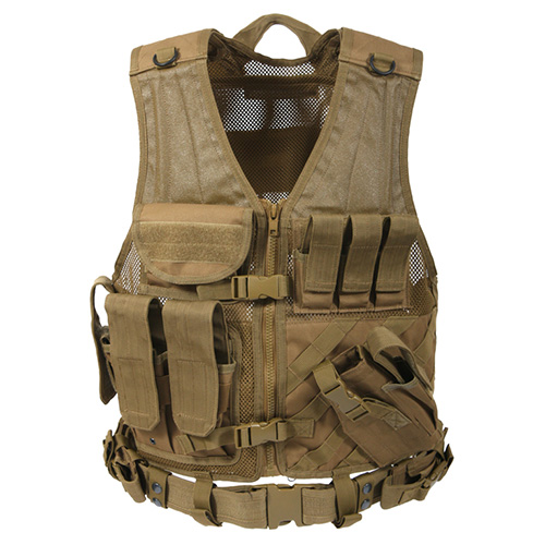 Levně ROTHCO vesta taktická CROSS DRAW MOLLE COYOTE BROWN