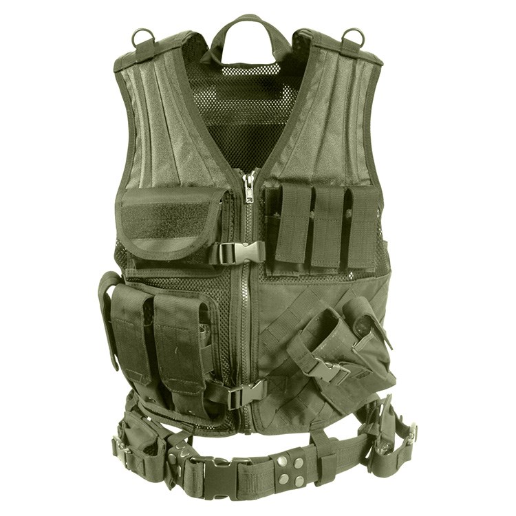 Levně ROTHCO vesta taktická CROSS DRAW MOLLE ZELENÁ