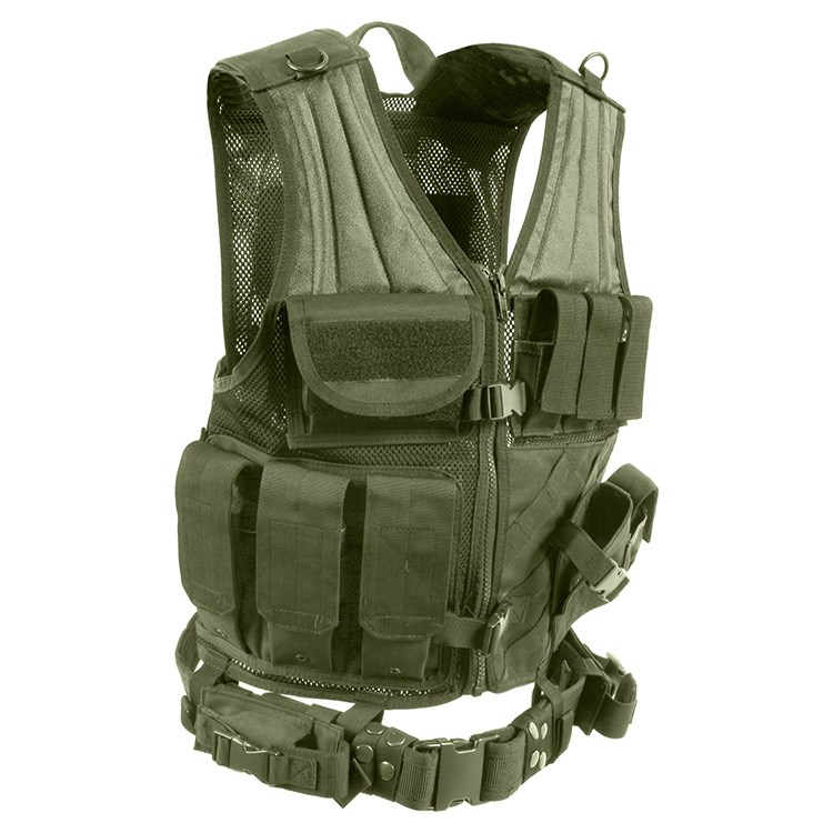 Levně ROTHCO vesta taktická CROSS DRAW MOLLE ZELENÁ nadměrná velikost