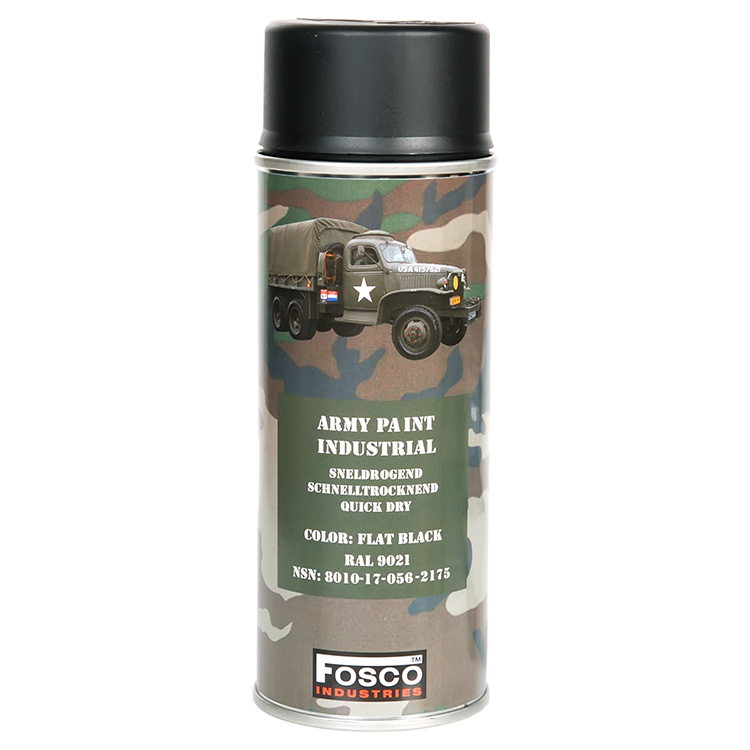 Levně FOSCO barva ARMY ve spreji 400ml RAL 9021 ČERNÁ matná