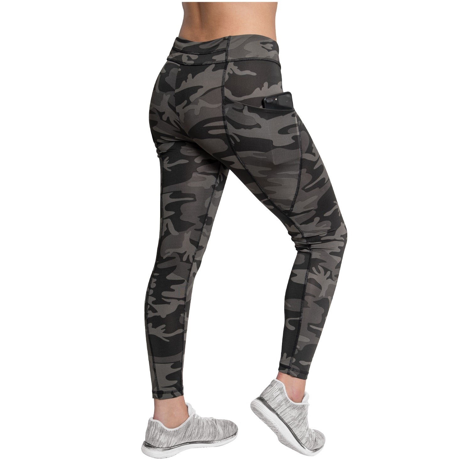 Levně Legíny dámské WORKOUT s kapsami BLACK CAMO