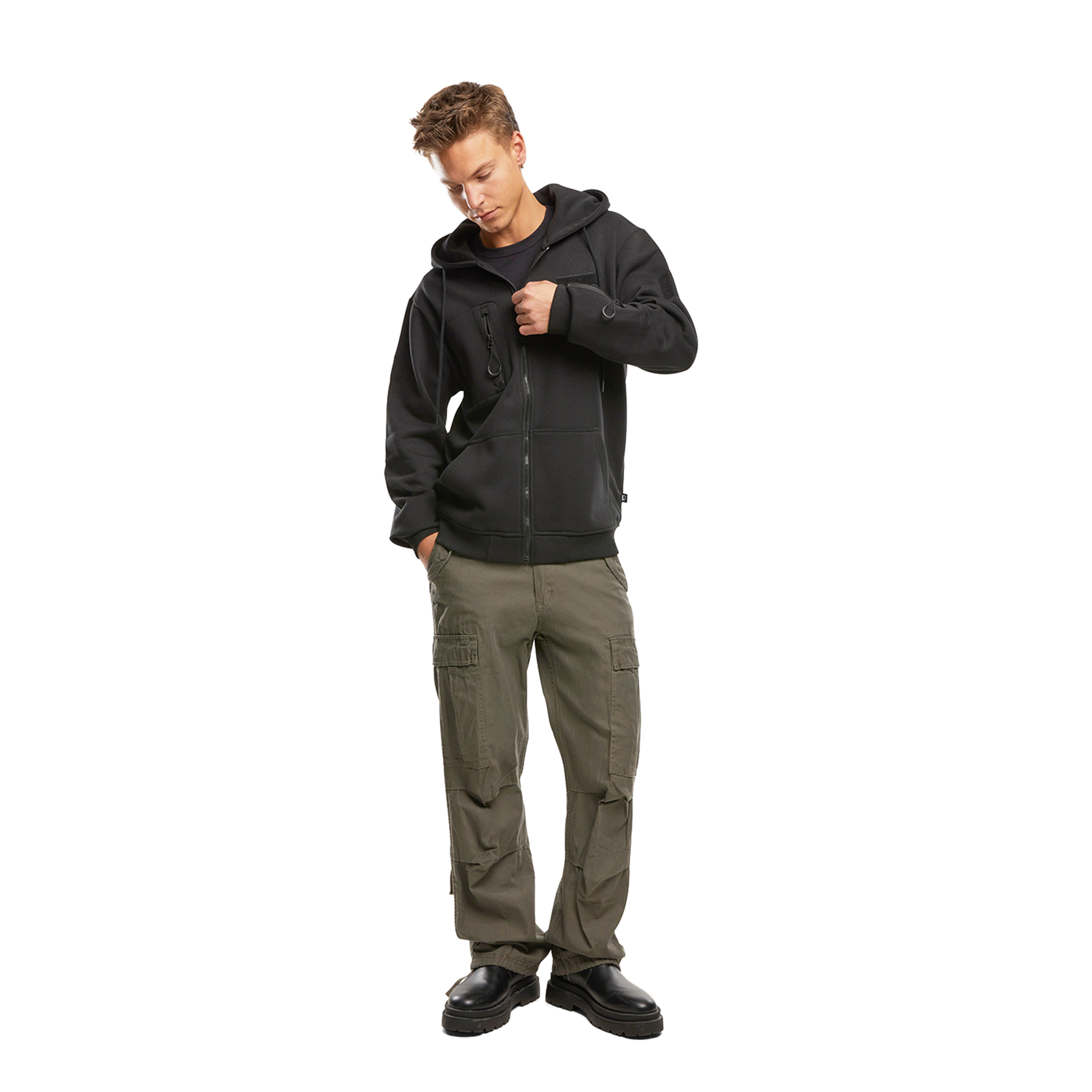 Mikina taktická na zip s kapucí Tactical Sweat Jacket ČERNÁ vel. XL