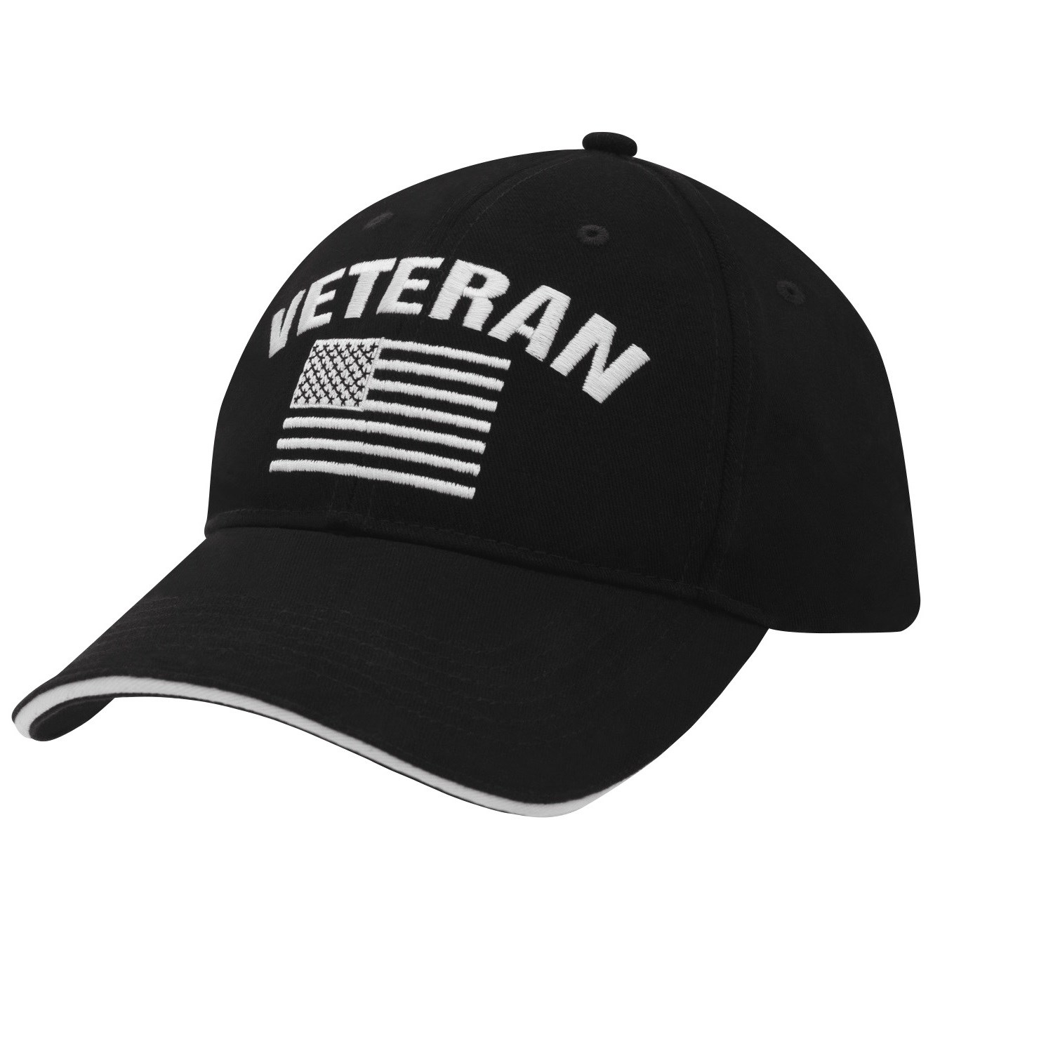 Levně ROTHCO čepice baseball US vlajka VETERAN ČERNÁ