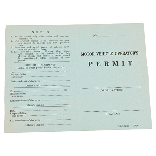 Průkaz US MOTOR VEHICLE OPERATORS
